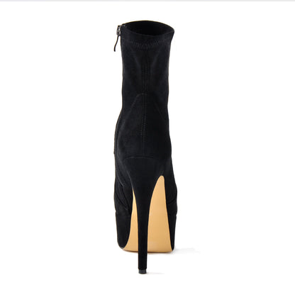 Lycra Stretch Platform Stiletto High Heel Ankle Boots - Onlymaker Best Seller