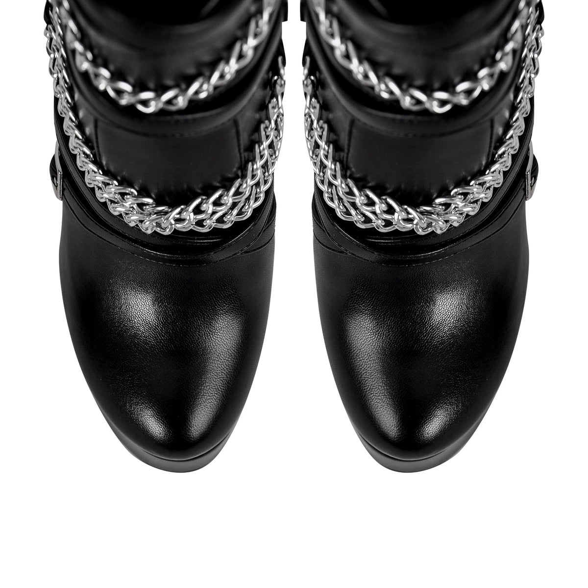 Chain Buckle Strap Platform Stiletto High Heel Boots - Onlymaker Recommended