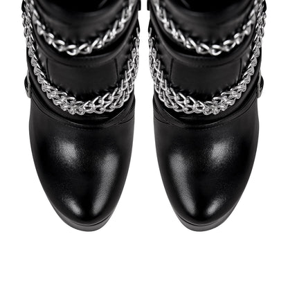 Chain Buckle Strap Platform Stiletto High Heel Boots - Onlymaker Recommended