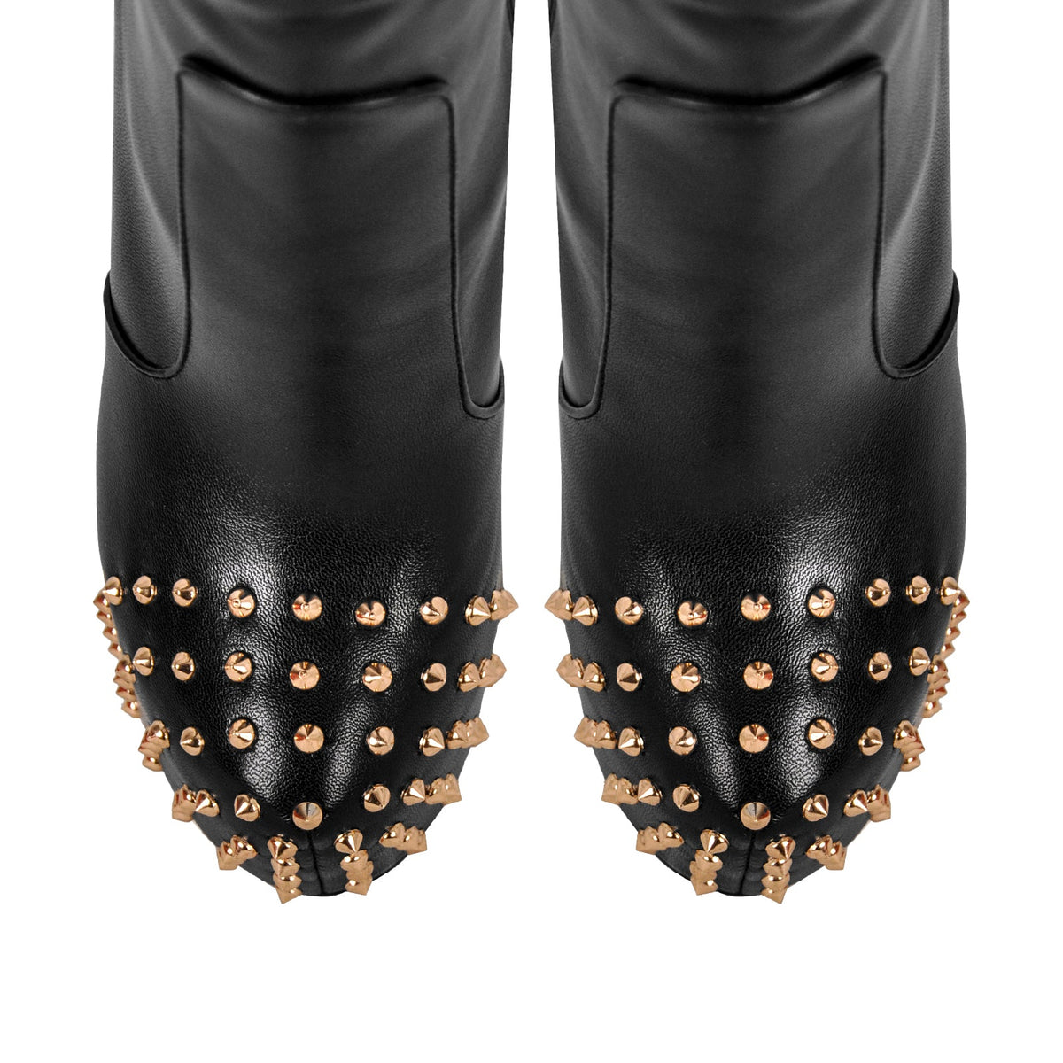 Round Toe Stiletto Rivet Over The Knee Boots - Onlymaker Exclusive