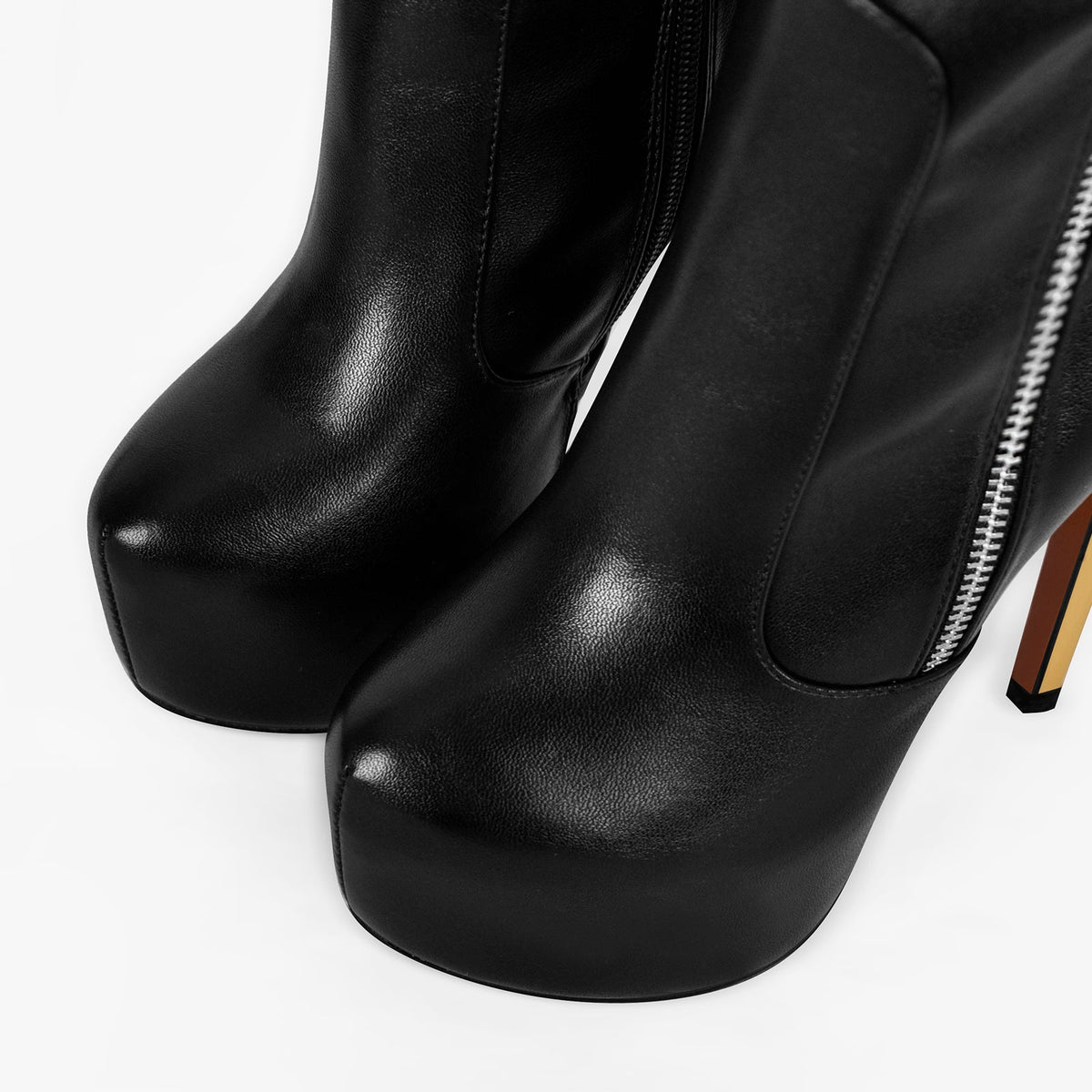 Black Side Zipper Stiletto Over The Knee Boots - Onlymaker Featured