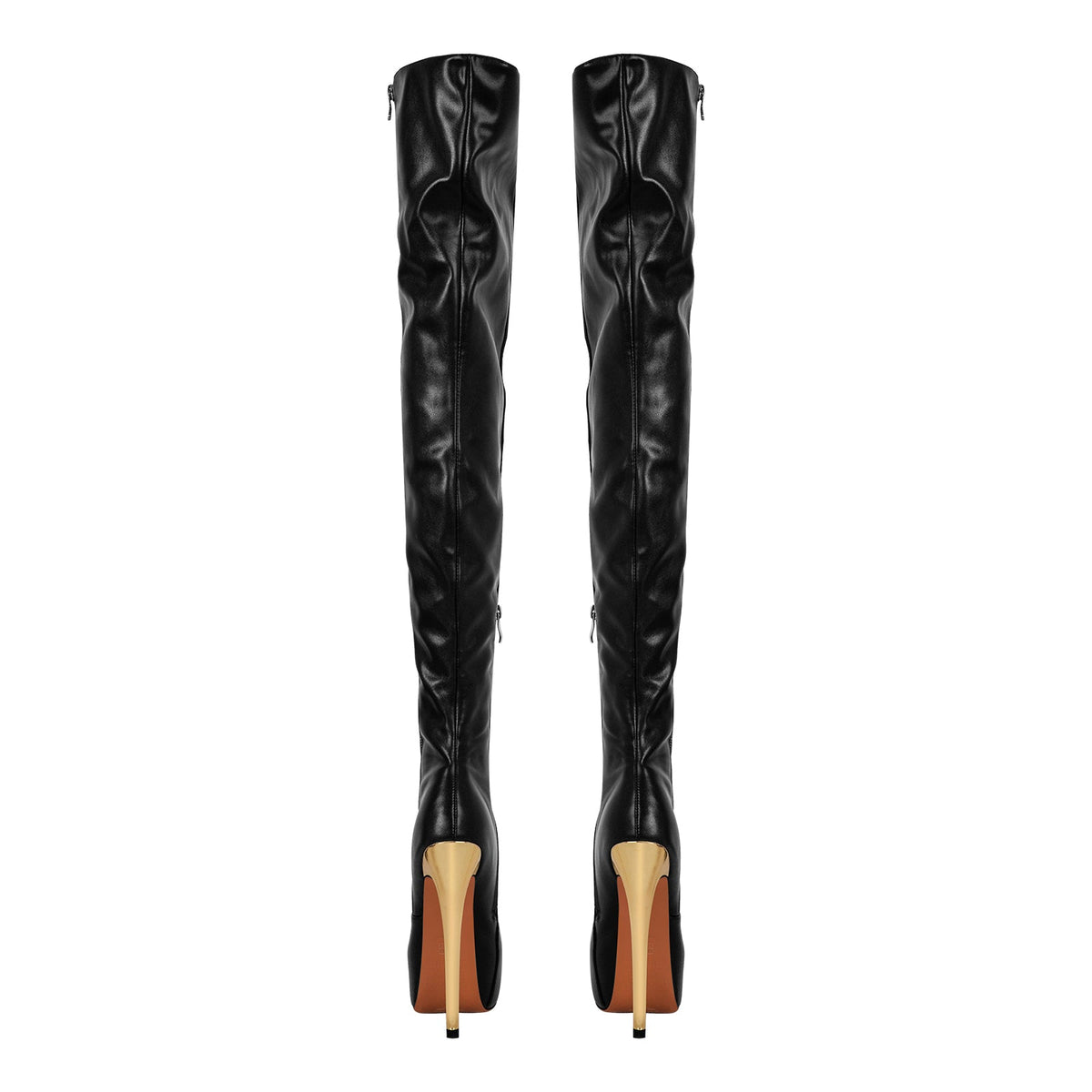 Black Side Zipper Stiletto Over The Knee Boots - Onlymaker Featured