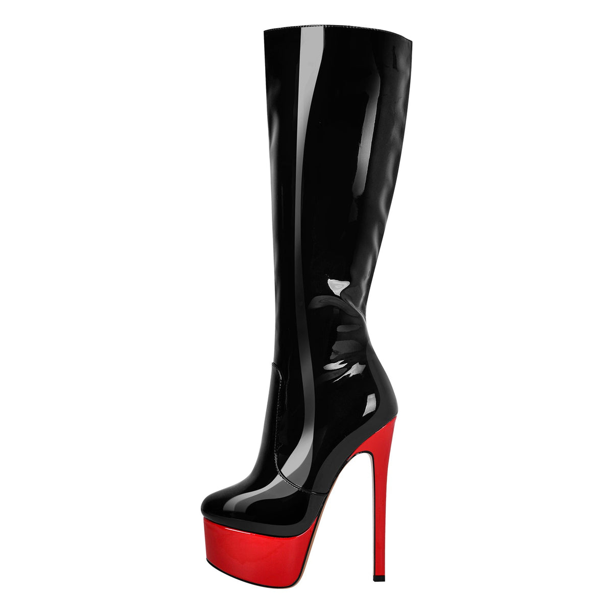 Black Round Toe Stiletto Platform Zipper Boots - Onlymaker Top Pick