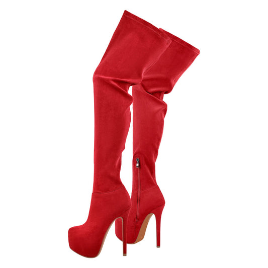 Round Toe Stiletto Platform Over The Knee Boots - Onlymaker Top Pick