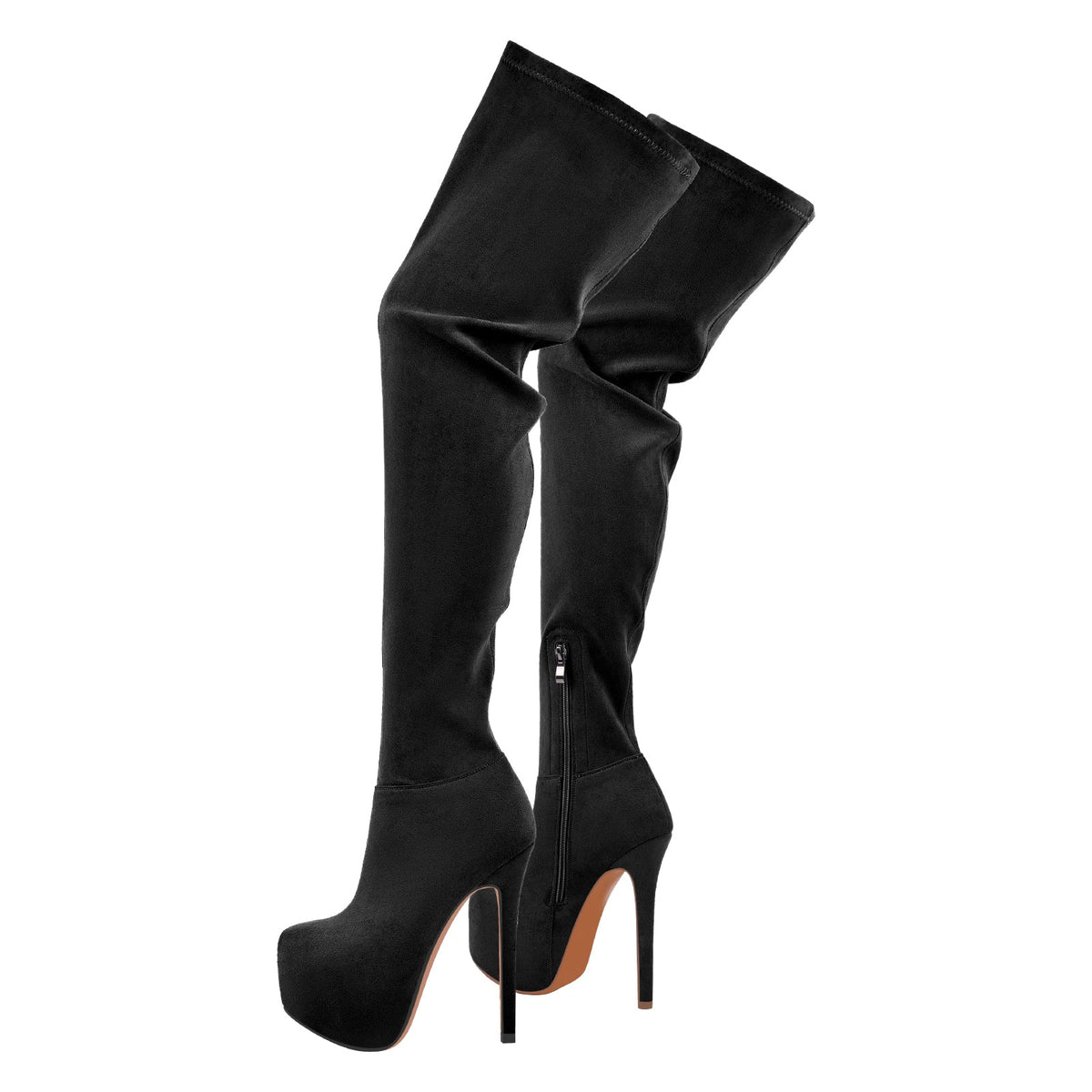 Round Toe Stiletto Platform Over The Knee Boots - Onlymaker Top Pick