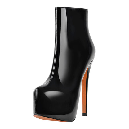Platform Side Zipper Stiletto Ankle Boots - Onlymaker Best Price