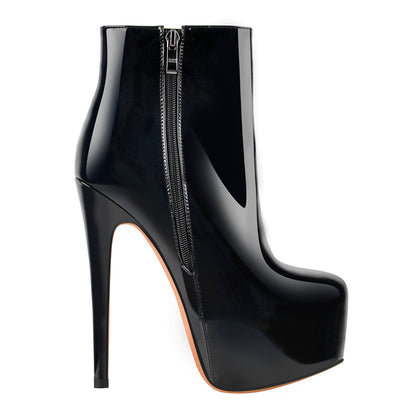Platform Side Zipper Stiletto Ankle Boots - Onlymaker Best Price