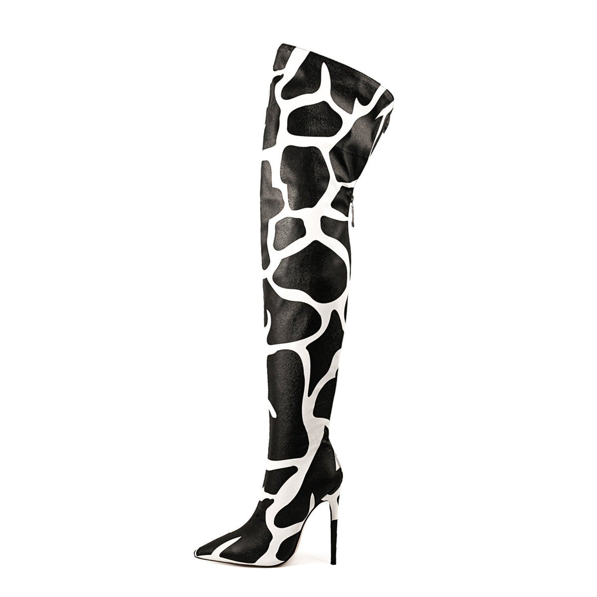 Cow Print Over The Knee Stiletto Boots - Onlymaker Latest