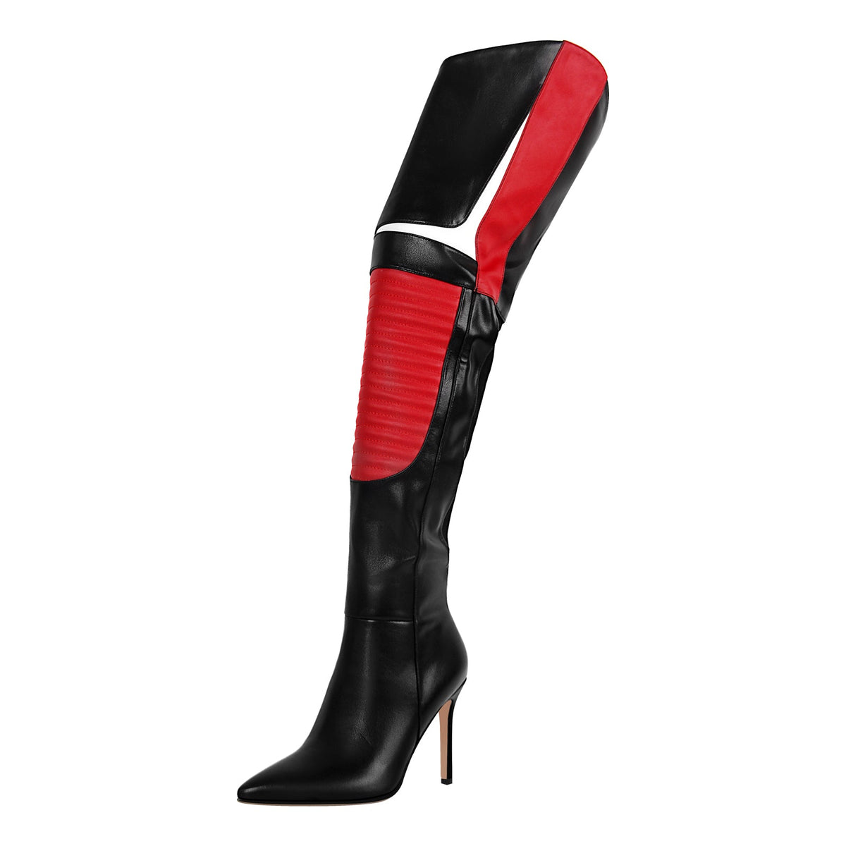 Pointed Toe Color-coordinated Stiletto Over the Knee Boots - Onlymaker Quality