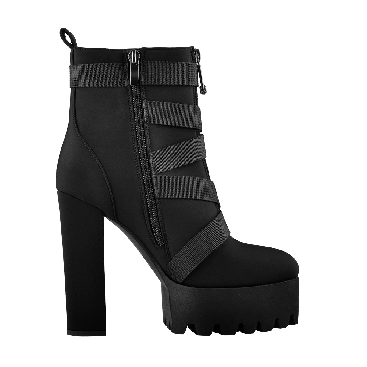Platform Round Toe Zipper Strap Chunky High Heels Ankle Boots - Onlymaker Best Seller
