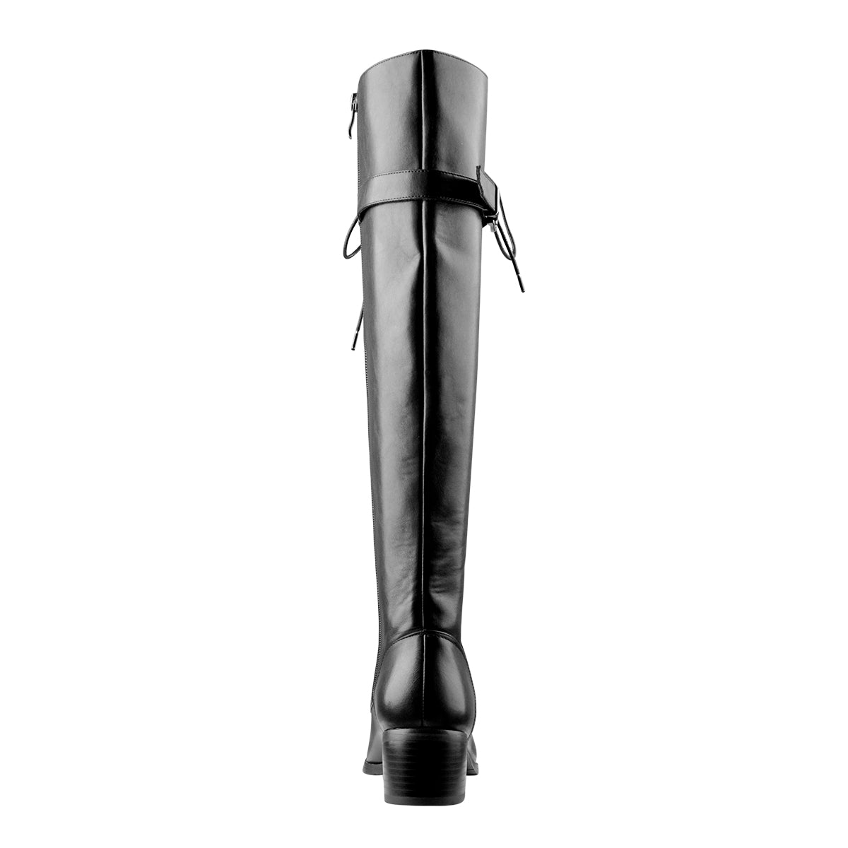 Round Toe Lace Up Sturdy Heel Side Zipper Knee High Boots - Onlymaker New