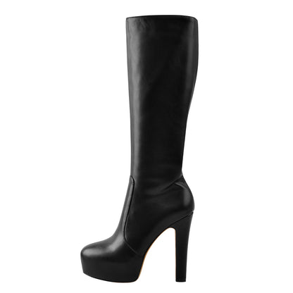 Platform High Heel Zipper Knee High Boots - Onlymaker Featured