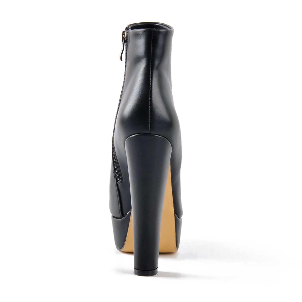Black Platform Round Toe Chunky Heel Ankle Boots - Onlymaker Premium