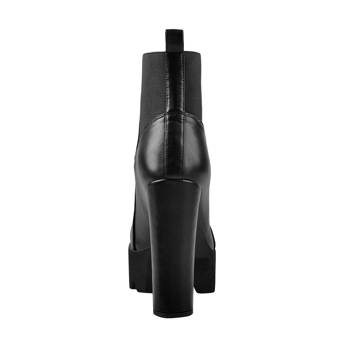 Round Toe Black Matte Leather Platform Chunky High Heel Ankle Boots - Onlymaker Best Seller