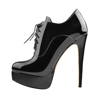 Platform High Heels Black Ankle Boots - Onlymaker Sale