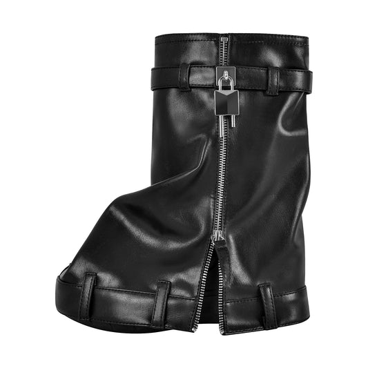 Round Toe Wedge Heel Fold Over Mid-calf Boots - Onlymaker Best Seller