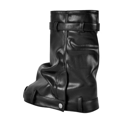 Round Toe Wedge Heel Fold Over Mid-calf Boots - Onlymaker Best Seller