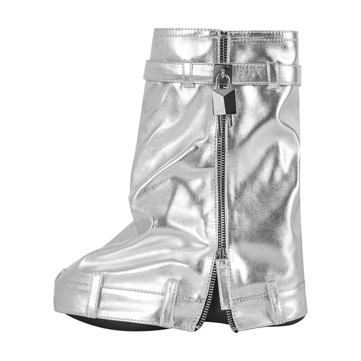 Round Toe Wedge Heel Fold Over Mid-calf Boots - Onlymaker Best Seller