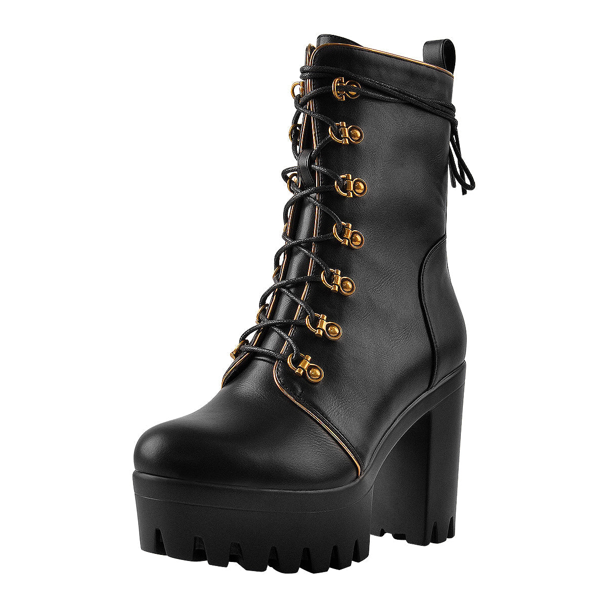 Black Platform Chunky High Heels Ankle Boots - Onlymaker Special Offer