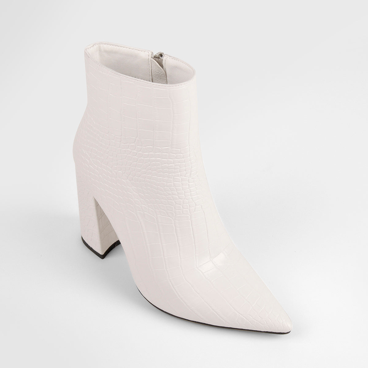 White Stone Pointed Toe Ankle Zipper Boots - Onlymaker Deals