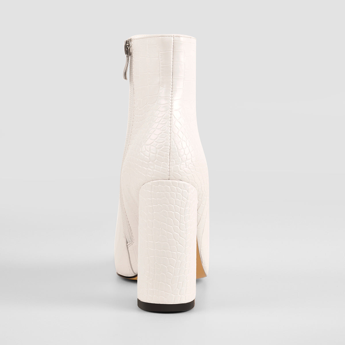 White Stone Pointed Toe Ankle Zipper Boots - Onlymaker Deals