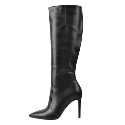 Pointed Toe Stiletto Zip Knee High Boots - Onlymaker Hot Sale