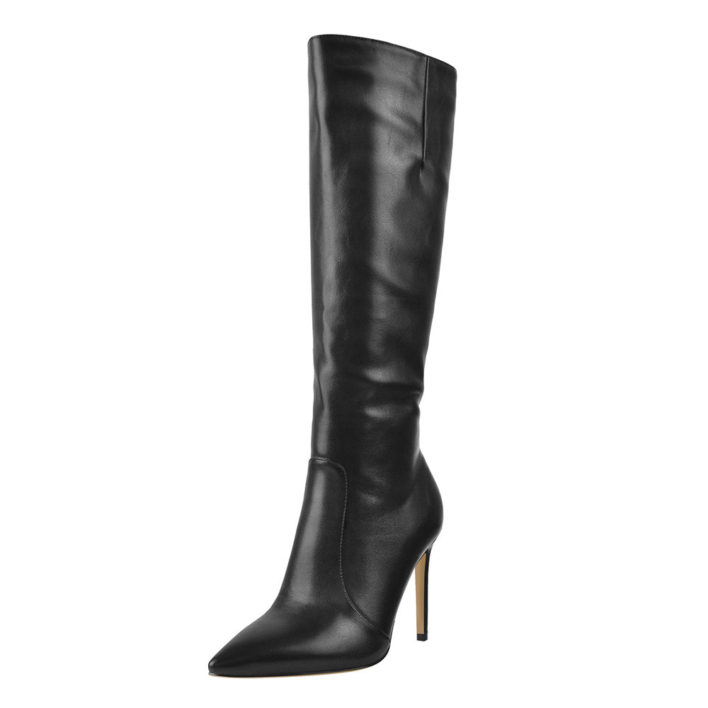 Pointed Toe Stiletto Zip Knee High Boots - Onlymaker Hot Sale