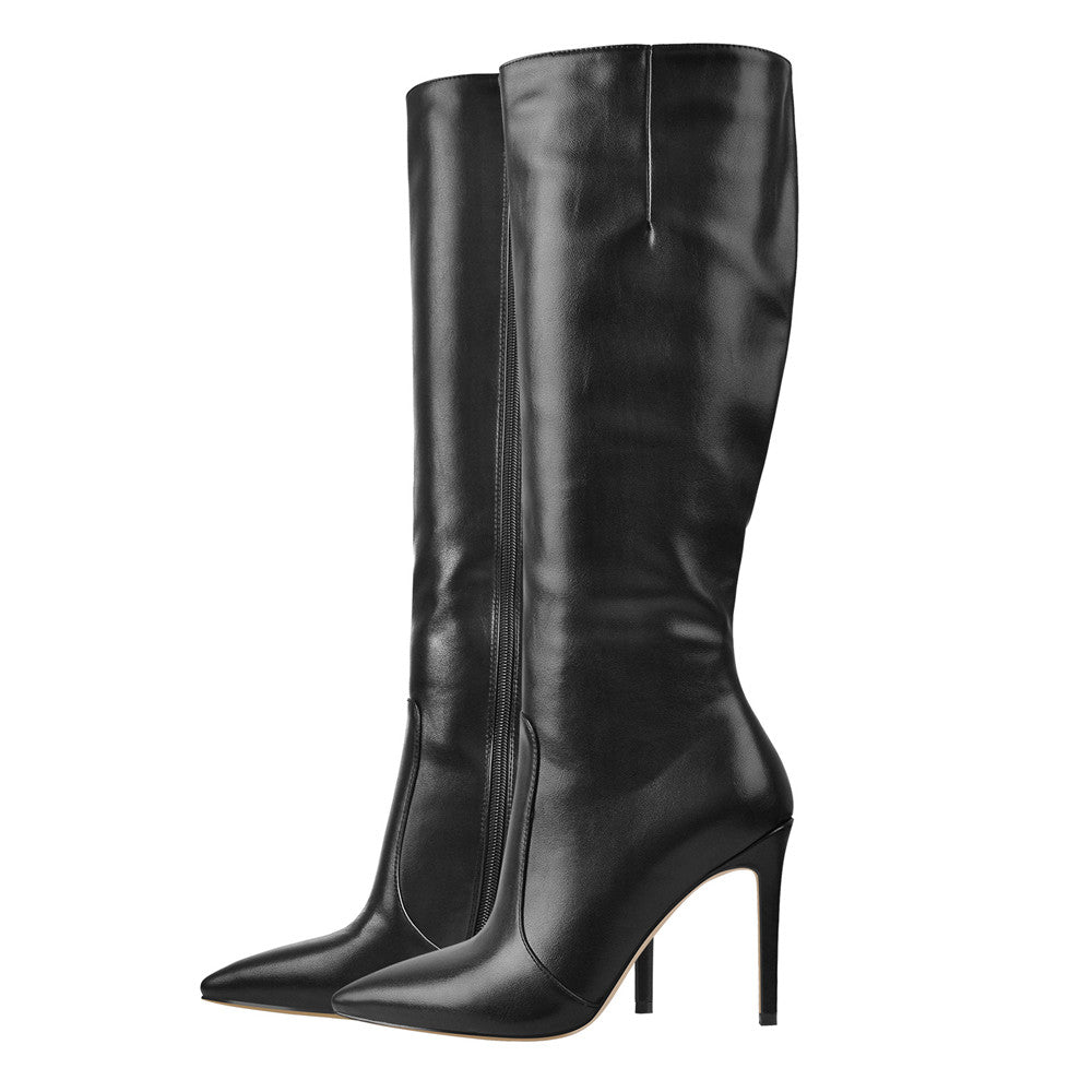 Pointed Toe Stiletto Zip Knee High Boots - Onlymaker Hot Sale