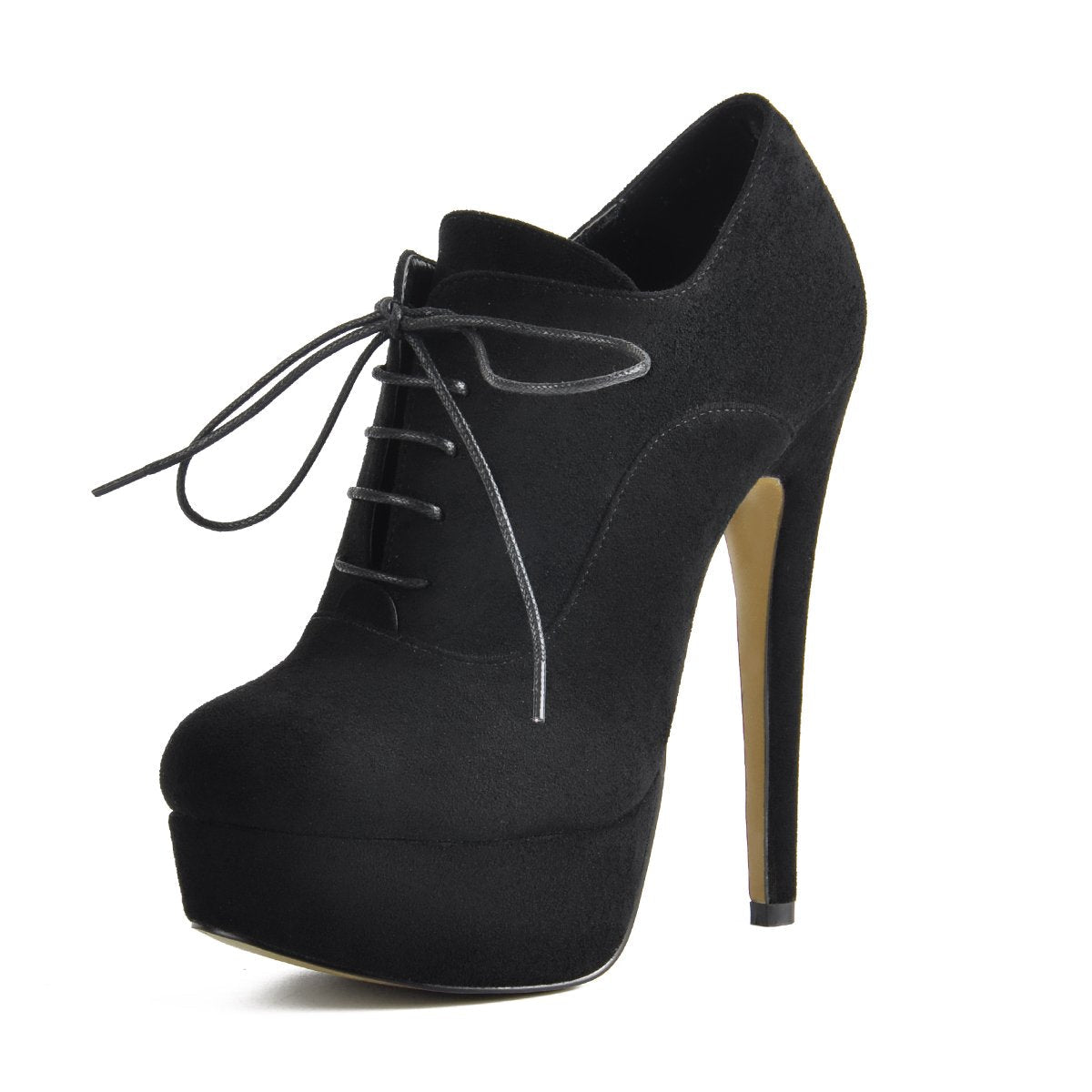Platform Lace-up High Heels Suede Ankle Boots - Onlymaker Popular