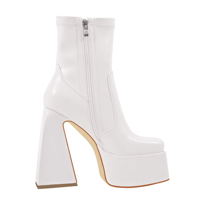 Square Toe Platform Side Zipper Ankle Boots - Onlymaker Trending