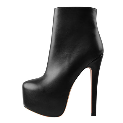 Rounded Toe Platform Stiletto High Heel Ankle Boots - Onlymaker Trending