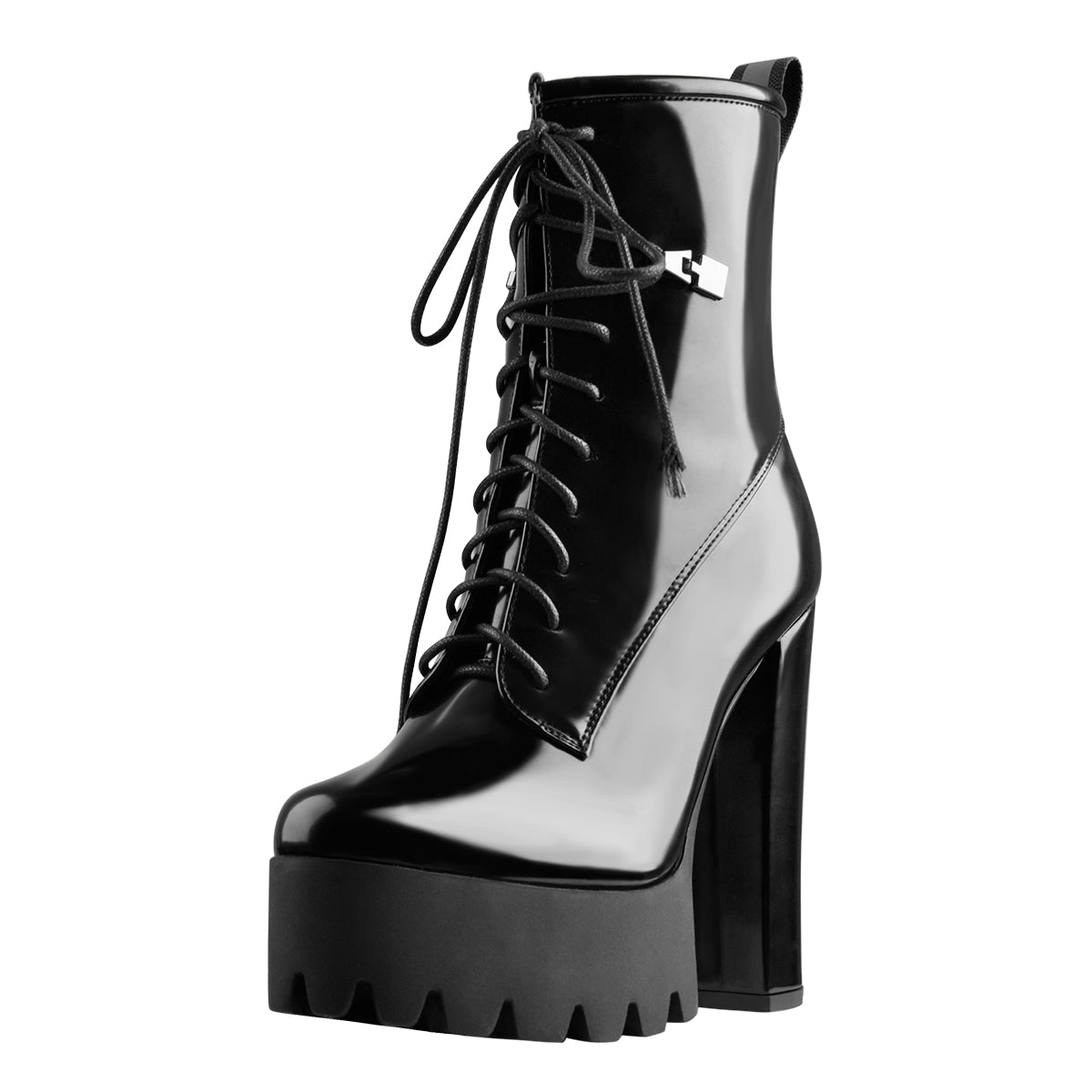 Lace Up Platform Round Toe Chunky Heels Ankle Boots - Onlymaker Signature