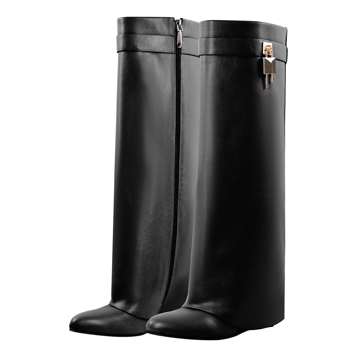 Pointed Toe Chunky Heel Fold Over Boots - Onlymaker Exclusive