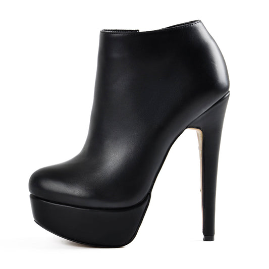 Black Platform Zipper Stiletto Ankle Boots - Onlymaker Top Pick