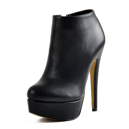 Black Platform Zipper Stiletto Ankle Boots - Onlymaker Top Pick