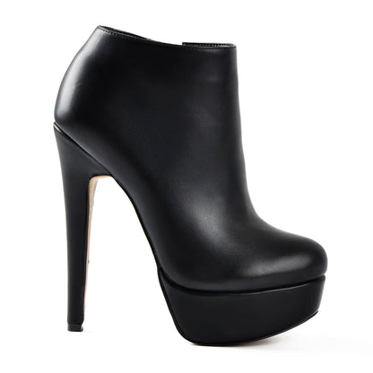 Black Platform Zipper Stiletto Ankle Boots - Onlymaker Top Pick
