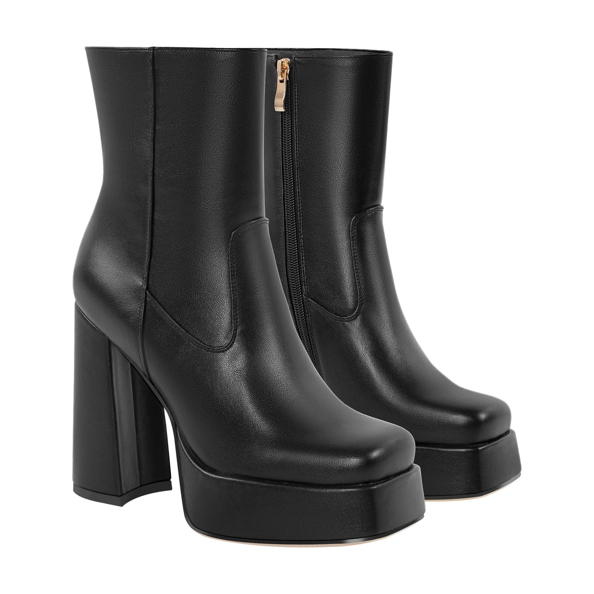 Platform Square Toe Chunky Heel Ankle Boots - Onlymaker Best Seller