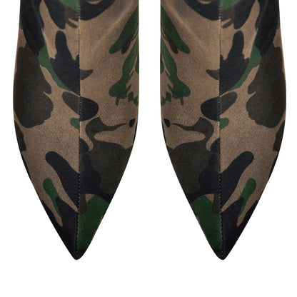 Camouflage Pointed Toe Over The Knee Boots - Onlymaker Great Value