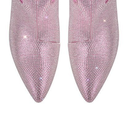 Pointed Toe Stiletto Rhinestone Over The Knee Boots - Onlymaker Smart Buy