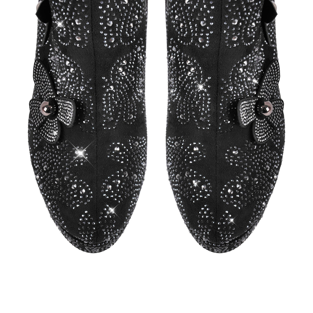 Platform Rhinestone Flower Knee High Boots - Onlymaker New