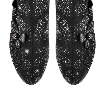 Platform Rhinestone Flower Knee High Boots - Onlymaker New