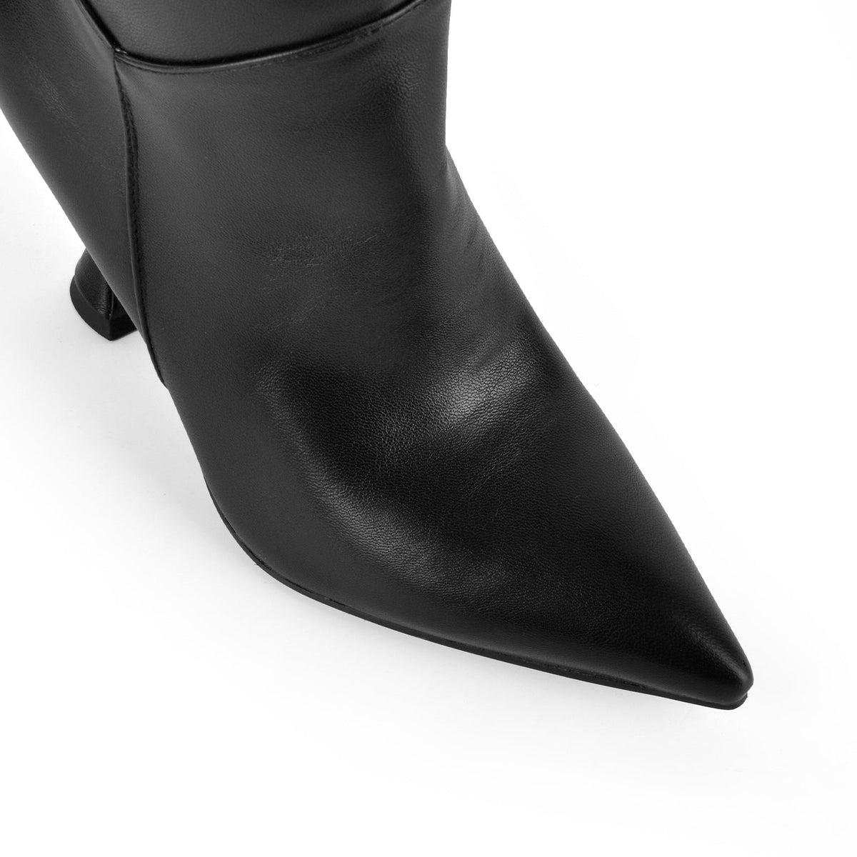 Pointed Toe Ruched Tapered Heel Thigh High Boots - Onlymaker Latest