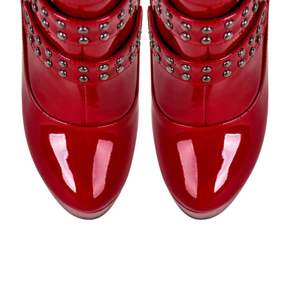 Buckles Round Toe Stilettos Over The Knee Platform Boots - Onlymaker Best Price
