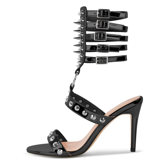 Round Toe Rivet Multi Buckle Straps Sandals - Onlymaker Value