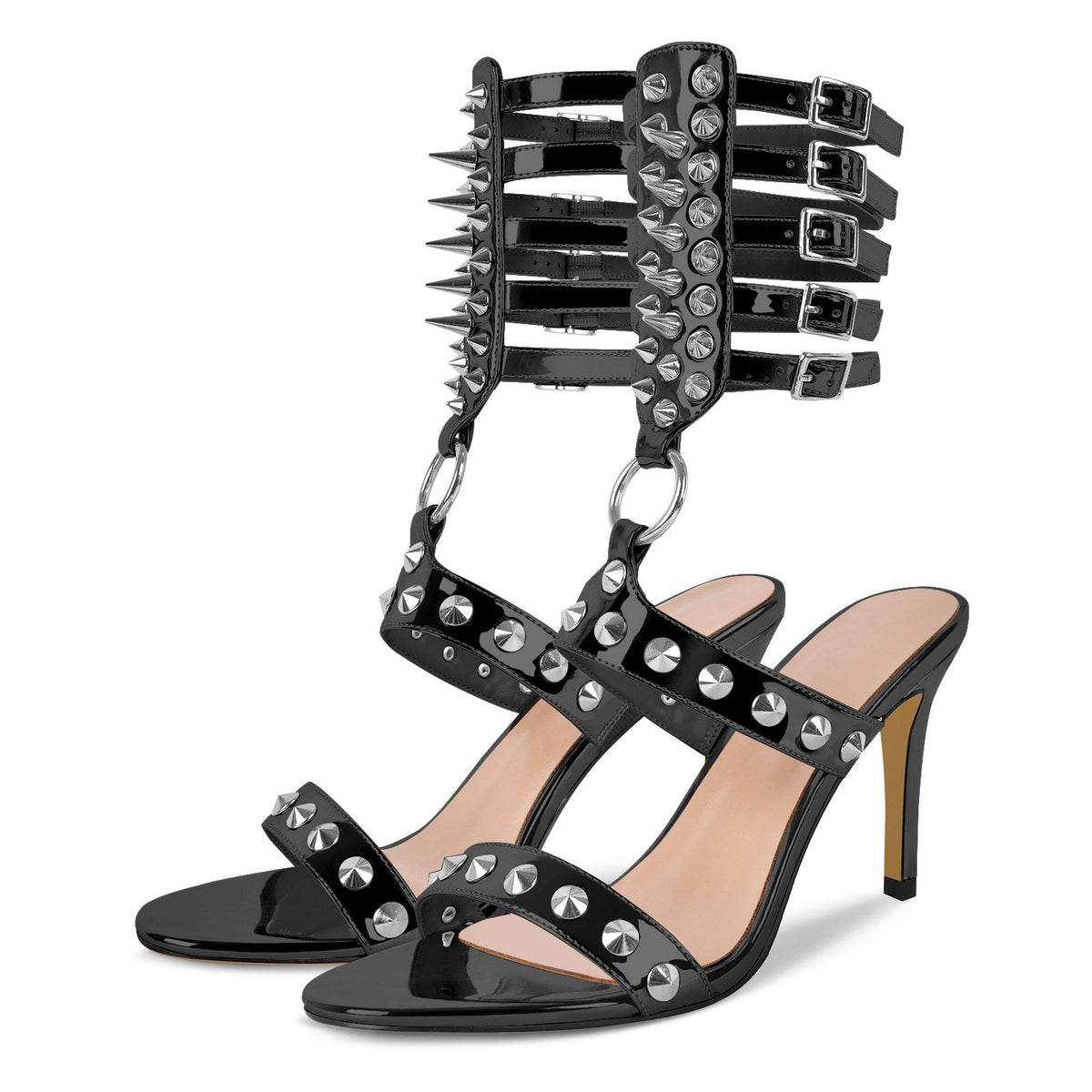 Round Toe Rivet Multi Buckle Straps Sandals - Onlymaker Value