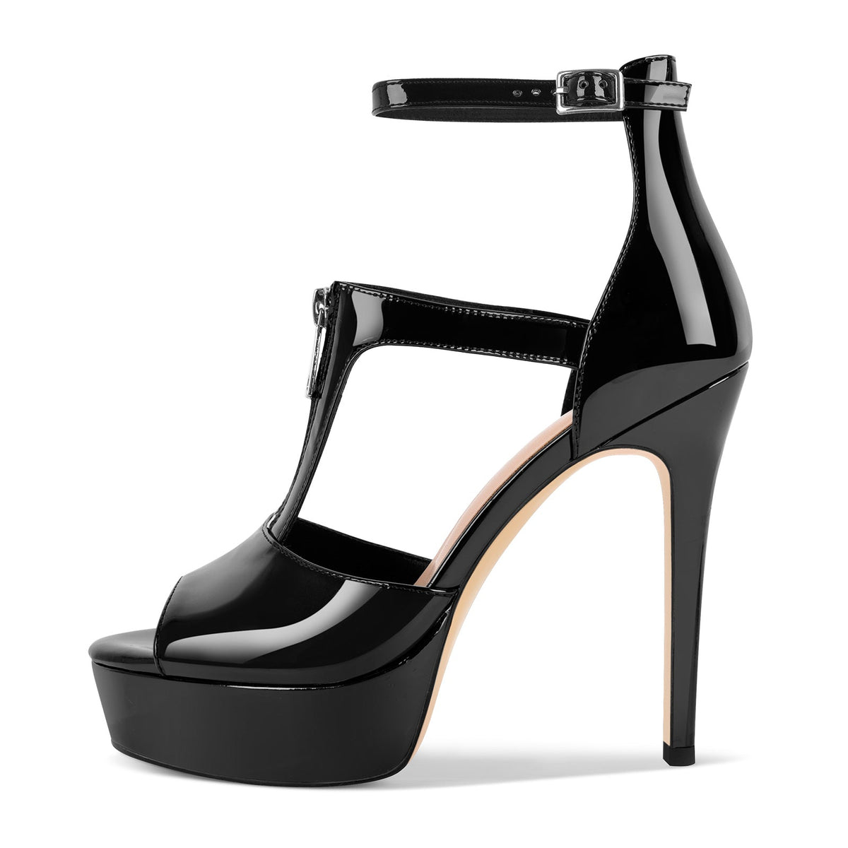 Platform Zipper Ankle Strap Stiletto Sandals - Onlymaker Featured