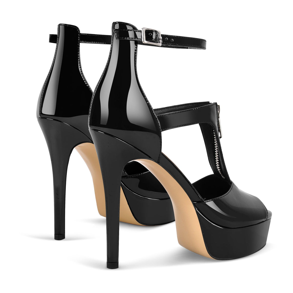 Platform Zipper Ankle Strap Stiletto Sandals - Onlymaker Featured