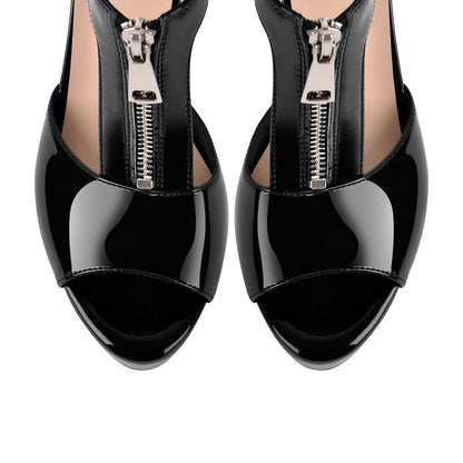 Platform Zipper Ankle Strap Stiletto Sandals - Onlymaker Featured