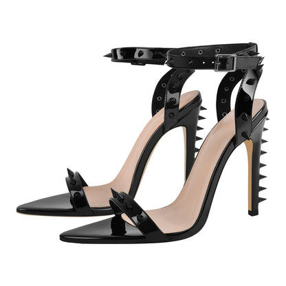 Rivet Ankle Strap High Heel Sandals - Onlymaker Popular