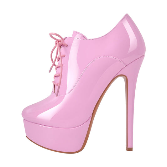 Platform Lace-up Stiletto Ankle Boots - Onlymaker Popular